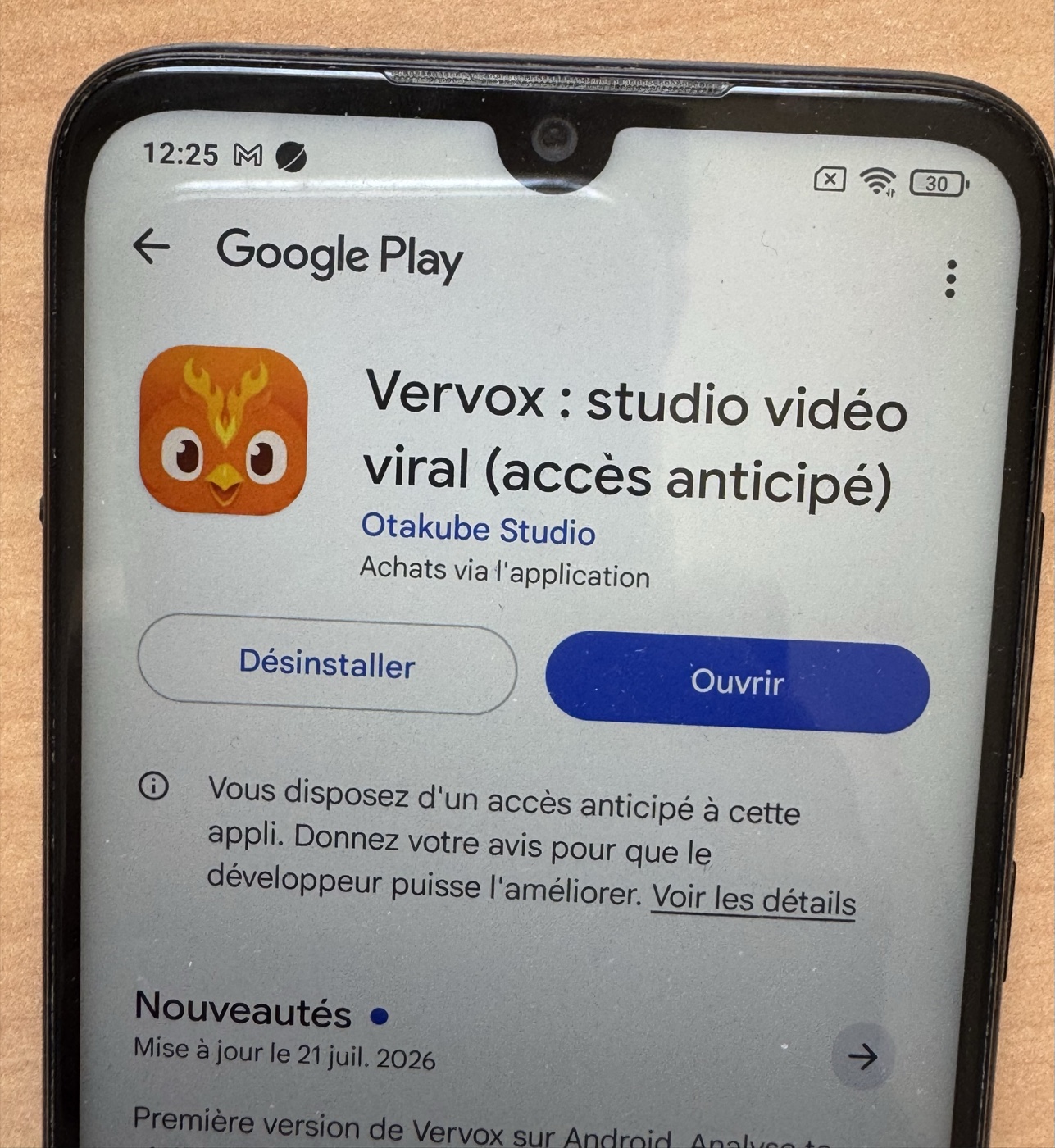 O app Vervox no Android