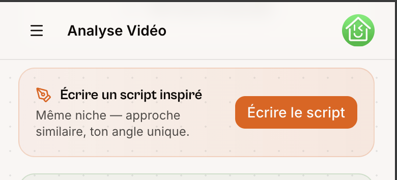 Bouton Écrire un script inspiré depuis l'analyse vidéo